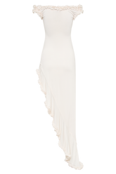 Arielle Off Shoulder Ruffle Midi Dress - Ivory